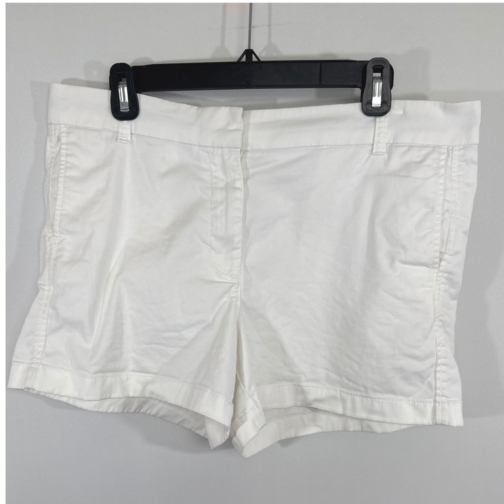 J.Crew White Stretch Cotton Chino Shorts Womens Size‎ 12 Coastal Nautical Casual